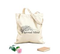 AILOONG Phrase Spread Mind Autumn Tree Leaves Wind Unbleached Canvas Tote Bag 12 oz thick fabric Uses as a tool bag 25x30cm Small