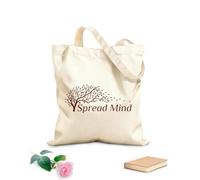 AILOONG Phrase Spread Mind Autumn Tree Leaves Wind Unbleached Canvas Tote Bag 340g/m² thick fabric Uses as a tool bag