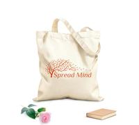 AILOONG Phrase Spread Mind Autumn Tree Leaves Wind Unbleached Canvas Tote Bag 340g/m² thick fabric Uses as a tool bag