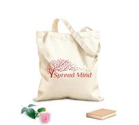 AILOONG Phrase Spread Mind Autumn Tree Leaves Wind Unbleached Canvas Tote Bag 340g/m² thick fabric Uses as a tool bag