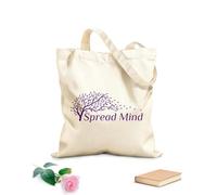AILOONG Phrase Spread Mind Autumn Tree Leaves Wind Unbleached Canvas Tote Bag 340g/m² thick fabric Uses as a tool bag