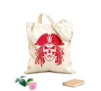 AILOONG Pirates Dead Skull Dreadlocks Unbleached Canvas Tote Bag 340g/m² thick fabric Uses as a tool bag