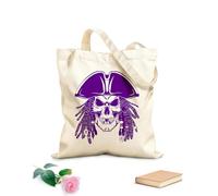 AILOONG Pirates Dead Skull Dreadlocks Unbleached Canvas Tote Bag 340g/m² thick fabric Uses as a tool bag