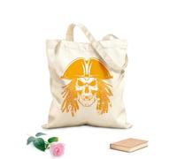 AILOONG Pirates Dead Skull Dreadlocks Unbleached Canvas Tote Bag 340g/m² thick fabric Uses as a tool bag