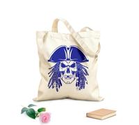 AILOONG Pirates Dead Skull Dreadlocks Unbleached Canvas Tote Bag 340g/m² thick fabric Uses as a tool bag