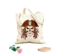 AILOONG Pirates Dead Skull Dreadlocks Unbleached Canvas Tote Bag 340g/m² thick fabric Uses as a tool bag