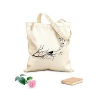 AILOONG Polyester Cotton Beach Bag 12 oz thick fabric Cartoon Musical Note Tree Bird Playroom Musical Note Branch Tree Skin-friendly material 25x30cm Small
