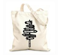 AILOONG Polyester Cotton Beach Bag 12 oz thick fabric Cartoon Road Signs Road Signs War Game Room Anime Comics Movie Inspirational Quotes Skin-friendly material 35x40cm Large