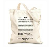 AILOONG Polyester Cotton Beach Bag 12 oz thick fabric House Rules Islam Religious Culture French Style House Rules Skin-friendly material 25x30cm Small