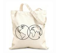 AILOONG Polyester Cotton Beach Bag 12 oz thick fabric Intertwined Earth World Map Gem Earth Globe World Map School Skin-friendly material 35x40cm Large
