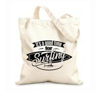 AILOONG Polyester Cotton Beach Bag 12 oz thick fabric It'S Time To Surf With A Swordfish Surfboard Extreme Sports Skin-friendly material 35x40cm Large