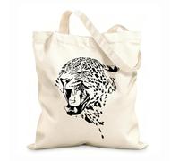 AILOONG Polyester Cotton Beach Bag 12 oz thick fabric Leopard Head African Animal Predator Skin-friendly material 25x30cm Small