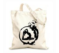 AILOONG Polyester Cotton Beach Bag 12 oz thick fabric Yoga Zen Circle Meditation Buddhism Birds Skin-friendly material 25x30cm Small