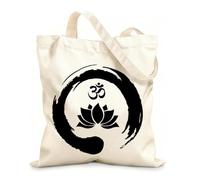 AILOONG Polyester Cotton Beach Bag 12 oz thick fabric Zen Circle Lotus Logo Meditation Zen Yoga Studio Skin-friendly material 25x30cm Small