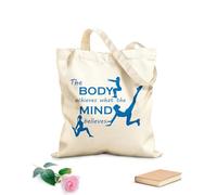 AILOONG Polyester Cotton Beach Bag 340g/m² thick fabric Body Training The Body Achieves What The Mind Believes Quote Health Fitnesscenter Club Skin-friendly material