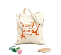 AILOONG Polyester Cotton Beach Bag 340g/m² thick fabric Body Training The Body Achieves What The Mind Believes Quote Health Fitnesscenter Club Skin-friendly material