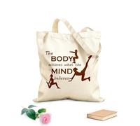 AILOONG Polyester Cotton Beach Bag 340g/m² thick fabric Body Training The Body Achieves What The Mind Believes Quote Health Fitnesscenter Club Skin-friendly material