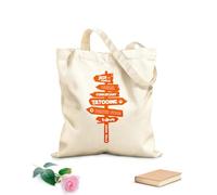 AILOONG Polyester Cotton Beach Bag 340g/m² thick fabric Cartoon Road Signs Road Signs War Game Room Anime Comics Movie Inspirational Quotes Skin-friendly material