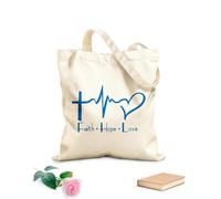 AILOONG Polyester Cotton Beach Bag 340g/m² thick fabric Faith Hope Love Inspiration Quotes Motivational Quotes Skin-friendly material