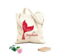 AILOONG Polyester Cotton Beach Bag 340g/m² thick fabric Girl Mermaid Tail Beautiful Skin-friendly material