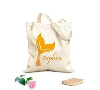 AILOONG Polyester Cotton Beach Bag 340g/m² thick fabric Girl Mermaid Tail Beautiful Skin-friendly material