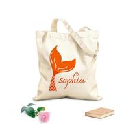 AILOONG Polyester Cotton Beach Bag 340g/m² thick fabric Girl Mermaid Tail Beautiful Skin-friendly material