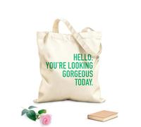 AILOONG Polyester Cotton Beach Bag 340g/m² thick fabric Hello You Look Beautiful Today. Skin-friendly material