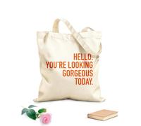 AILOONG Polyester Cotton Beach Bag 340g/m² thick fabric Hello You Look Beautiful Today. Skin-friendly material