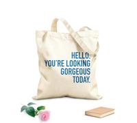 AILOONG Polyester Cotton Beach Bag 340g/m² thick fabric Hello You Look Beautiful Today. Skin-friendly material