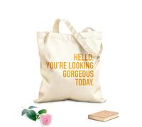 AILOONG Polyester Cotton Beach Bag 340g/m² thick fabric Hello You Look Beautiful Today. Skin-friendly material