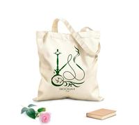 AILOONG Polyester Cotton Beach Bag 340g/m² thick fabric Hookah Club Hookah Smoke Pattern Arabic Skin-friendly material