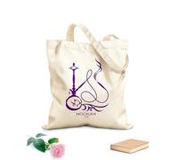 AILOONG Polyester Cotton Beach Bag 340g/m² thick fabric Hookah Club Hookah Smoke Pattern Arabic Skin-friendly material