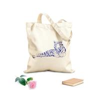 AILOONG Polyester Cotton Beach Bag 340g/m² thick fabric Sleeping Tiger Wild Animal Children'S Room Safari African Jungle Animal Tiger Playroom Skin-friendly material