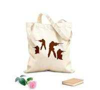 AILOONG Polyester Cotton Beach Bag Army Boys Four Army Soldiers Silhouettes 340g/m² thick fabric Skin-friendly material