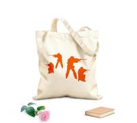 AILOONG Polyester Cotton Beach Bag Army Boys Four Army Soldiers Silhouettes 340g/m² thick fabric Skin-friendly material