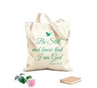 AILOONG Polyester Cotton Beach Bag Be Still and Know That I am God Psalm 46:10 Wall Art Sayings Vinyl Sticker Décor Decal Prayer Church Jesus Pray 340g/m² thick fabric Skin-friendly material