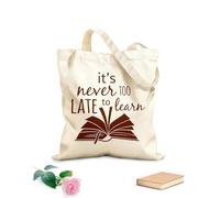 AILOONG Polyester Cotton Beach Bag Book School Education Quotation Reading Room Library Bookstore Motivation 340g/m² thick fabric Skin-friendly material