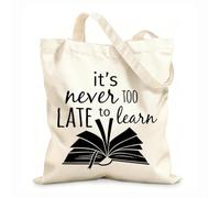 AILOONG Polyester Cotton Beach Bag Book School Education Quotation Reading Room Library Bookstore Motivation 12 oz thick fabric Skin-friendly material 35x40cm Large