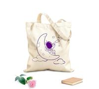 AILOONG Polyester Cotton Beach Bag Cartoon Astronaut On The Moon Baby Astronomy Outer Space Sky Stars 340g/m² thick fabric Skin-friendly material