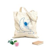 AILOONG Polyester Cotton Beach Bag Cartoon Astronaut On The Moon Baby Astronomy Outer Space Sky Stars 340g/m² thick fabric Skin-friendly material