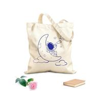 AILOONG Polyester Cotton Beach Bag Cartoon Astronaut On The Moon Baby Astronomy Outer Space Sky Stars 340g/m² thick fabric Skin-friendly material