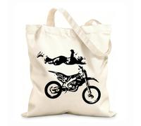 AILOONG Polyester Cotton Beach Bag Extreme Sports Cool Motorcycle Pose Boy 12 oz thick fabric Skin-friendly material 31x36cm Medium