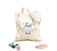 AILOONG Polyester Cotton Beach Bag Faith is not Believing That God can, It's Knowing That he Will 340g/m² thick fabric Skin-friendly material