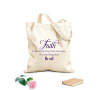 AILOONG Polyester Cotton Beach Bag Faith is not Believing That God can, It's Knowing That he Will 340g/m² thick fabric Skin-friendly material