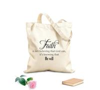 AILOONG Polyester Cotton Beach Bag Faith is not Believing That God can, It's Knowing That he Will 340g/m² thick fabric Skin-friendly material
