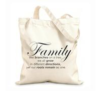 AILOONG Polyester Cotton Beach Bag Family Is Like The Branches Of A Tree Quote 12 oz thick fabric Skin-friendly material 25x30cm Small