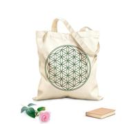 AILOONG Polyester Cotton Beach Bag Flower Of Life Overlapping Circles Grid Geometric Pattern Symbol 340g/m² thick fabric Skin-friendly material