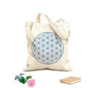 AILOONG Polyester Cotton Beach Bag Flower Of Life Overlapping Circles Grid Geometric Pattern Symbol 340g/m² thick fabric Skin-friendly material