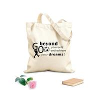 AILOONG Polyester Cotton Beach Bag Football Inspirational Quotes Go Beyond And Achieve Your Dreams Football Slogans Game Room 12 oz thick fabric Skin-friendly material 35x40cm Large
