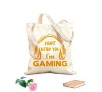 AILOONG Polyester Cotton Beach Bag Game Quotes I Can'T Hear Your Voice I'M Playing Games Video Games And game Life game Zone 340g/m² thick fabric Skin-friendly material